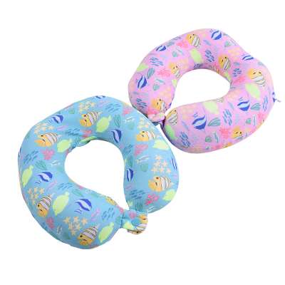 Amazon Hotselling Printed Breathable Soft Spandex Fabric Memory Foam Kids U Shape Travel Neck Pillow