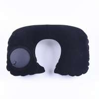 Wholesale PVC Flockedn U Shape Self Pump up without Blowing Inflatable Travel Neck Pillow